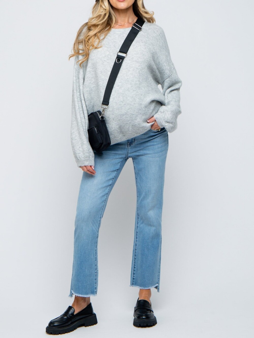 Pink Blush Light Blue Straight-Leg Cropped Maternity Jeans